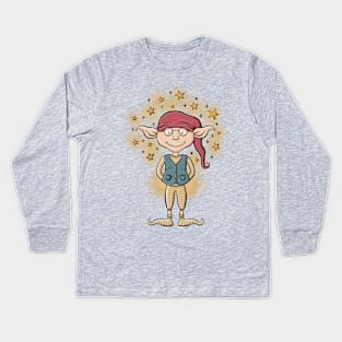 Magical Podgy Elf Digital Illustration Kids Long Sleeve T-Shirt